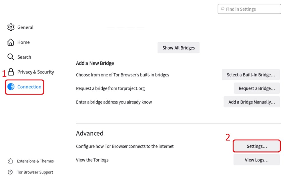 Configuring Tor browser